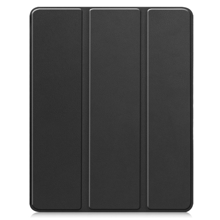 For iPad Air 13 2024 / 2025 Custer TPU Pure Color 3-Fold Holder Smart Leather Tablet Case with Pen Tray(Black)