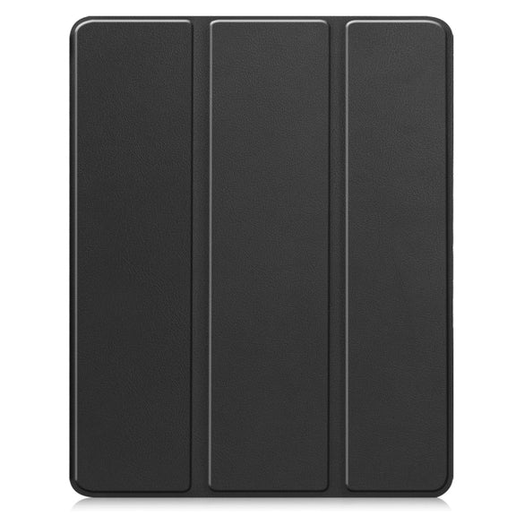 For iPad Air 13 2024 / 2025 Custer TPU Pure Color 3-Fold Holder Smart Leather Tablet Case with Pen Tray(Black)
