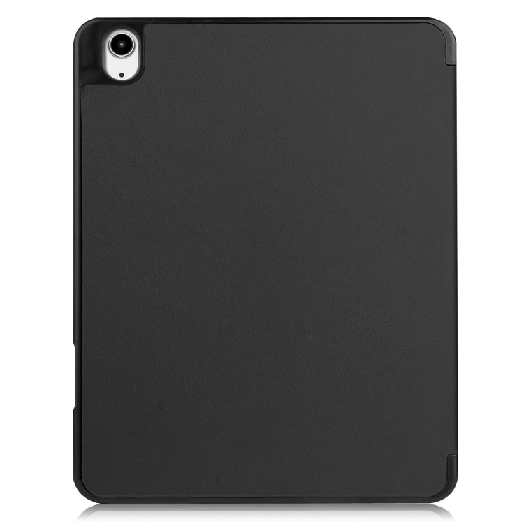 For iPad Air 13 2024 / 2025 Custer TPU Pure Color 3-Fold Holder Smart Leather Tablet Case with Pen Tray(Black)