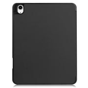 For iPad Air 13 2024 / 2025 Custer TPU Pure Color 3-Fold Holder Smart Leather Tablet Case with Pen Tray(Black)