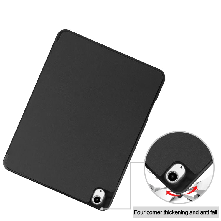 For iPad Air 13 2024 / 2025 Custer TPU Pure Color 3-Fold Holder Smart Leather Tablet Case with Pen Tray(Black)