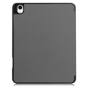 For iPad Air 13 2024 Custer TPU Pure Color 3-Fold Holder Smart Leather Tablet Case with Pen Tray(Grey)
