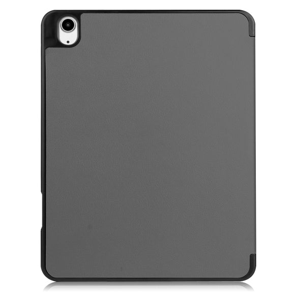 For iPad Air 13 2024 Custer TPU Pure Color 3-Fold Holder Smart Leather Tablet Case with Pen Tray(Grey)