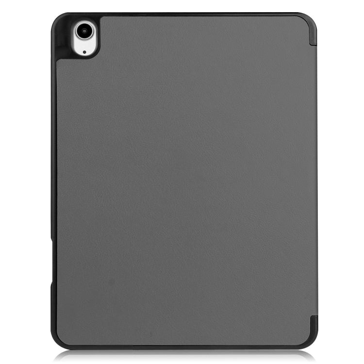 For iPad Air 13 2024 Custer TPU Pure Color 3-Fold Holder Smart Leather Tablet Case with Pen Tray(Grey)