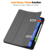 For iPad Air 13 2024 Custer TPU Pure Color 3-Fold Holder Smart Leather Tablet Case with Pen Tray(Grey)