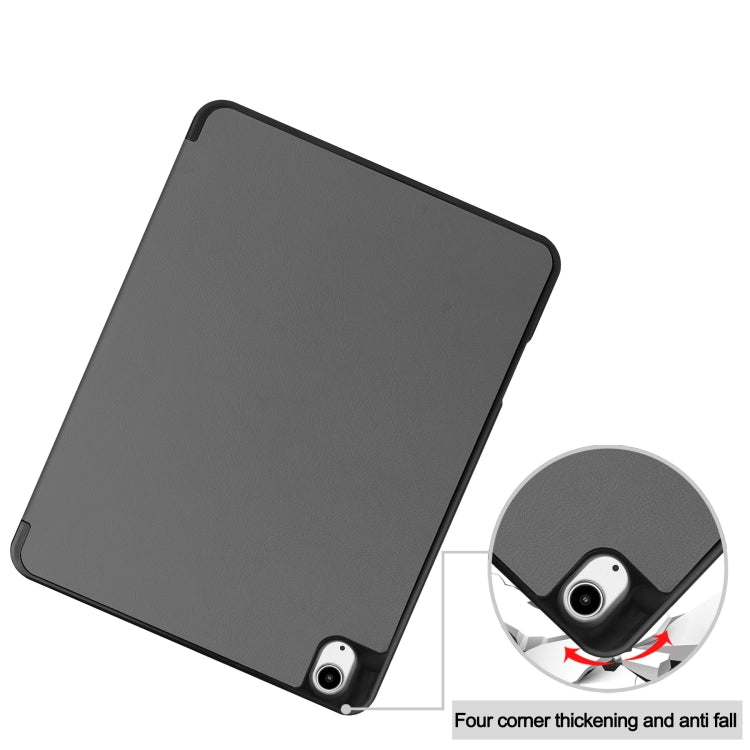 For iPad Air 13 2024 Custer TPU Pure Color 3-Fold Holder Smart Leather Tablet Case with Pen Tray(Grey)
