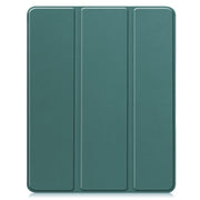 For iPad Air 13 2024 Custer TPU Pure Color 3-Fold Holder Smart Leather Tablet Case with Pen Tray(Dark Green)