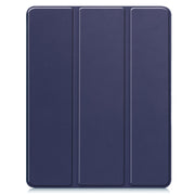 For iPad Air 13 2024 / 2025 Custer TPU Pure Color 3-Fold Holder Smart Leather Tablet Case with Pen Tray(Dark Blue)