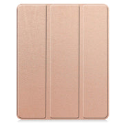 For iPad Air 13 2024 / 2025 Custer TPU Pure Color 3-Fold Holder Smart Leather Tablet Case with Pen Tray(Rose Gold)