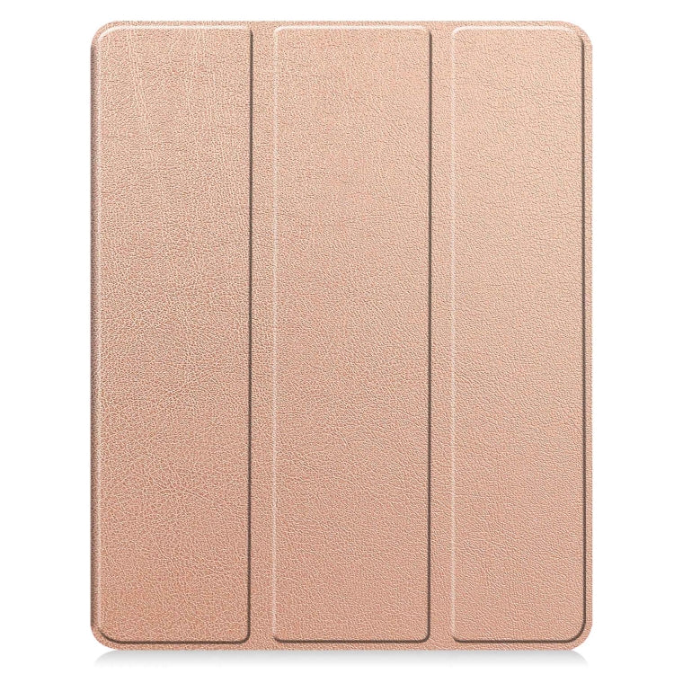 For iPad Air 13 2024 / 2025 Custer TPU Pure Color 3-Fold Holder Smart Leather Tablet Case with Pen Tray(Rose Gold)