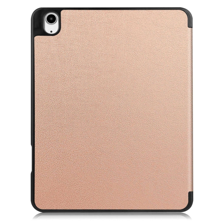 For iPad Air 13 2024 / 2025 Custer TPU Pure Color 3-Fold Holder Smart Leather Tablet Case with Pen Tray(Rose Gold)
