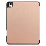For iPad Air 13 2024 / 2025 Custer TPU Pure Color 3-Fold Holder Smart Leather Tablet Case with Pen Tray(Rose Gold)