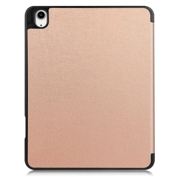 For iPad Air 13 2024 / 2025 Custer TPU Pure Color 3-Fold Holder Smart Leather Tablet Case with Pen Tray(Rose Gold)