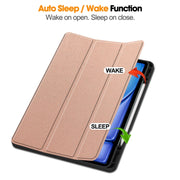 For iPad Air 13 2024 / 2025 Custer TPU Pure Color 3-Fold Holder Smart Leather Tablet Case with Pen Tray(Rose Gold)