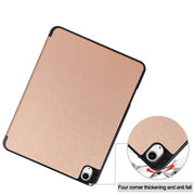For iPad Air 13 2024 / 2025 Custer TPU Pure Color 3-Fold Holder Smart Leather Tablet Case with Pen Tray(Rose Gold)
