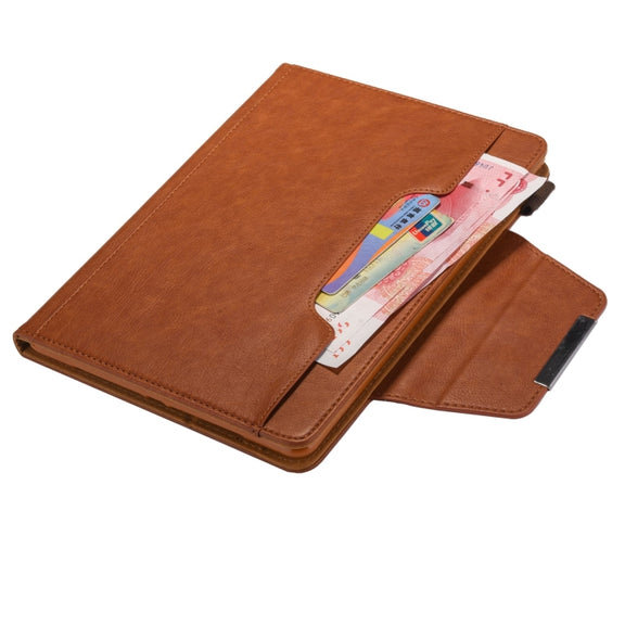 For iPad Pro 13 2024 Solid Color Metal Buckle Leather Smart Tablet Case(Brown)