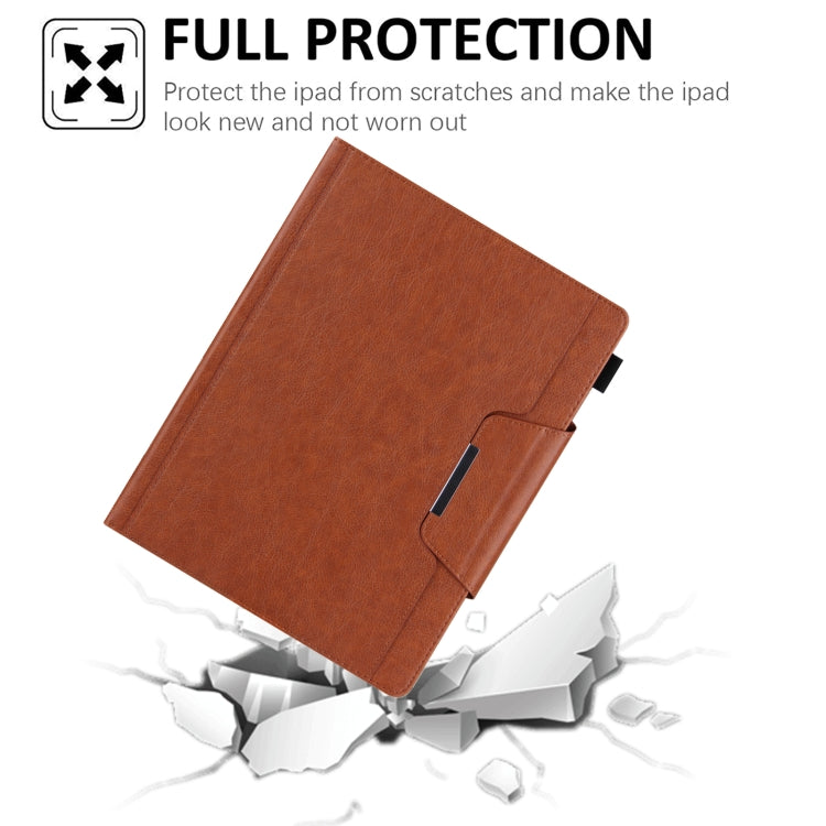For iPad Pro 13 2024 Solid Color Metal Buckle Leather Smart Tablet Case(Brown)