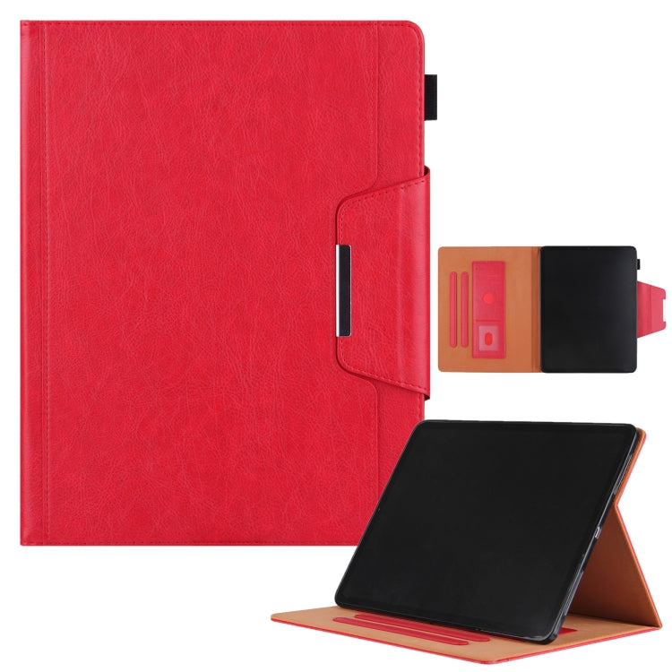For iPad Pro 13 2024 Solid Color Metal Buckle Leather Smart Tablet Case(Red)