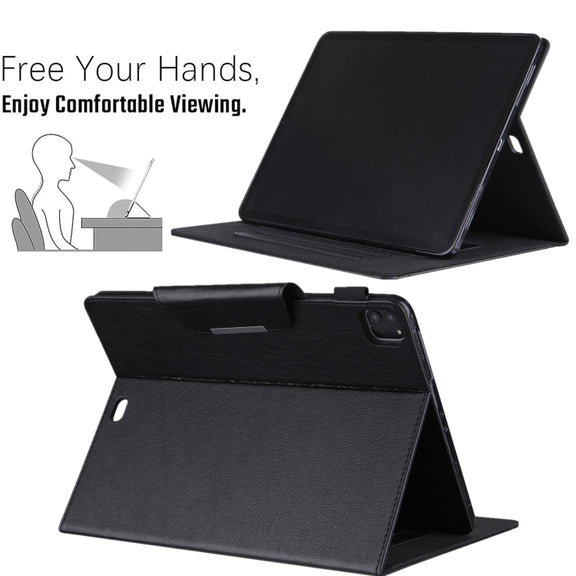 For iPad Pro 11 2024 Solid Color Metal Buckle Leather Smart Tablet Case(Black)