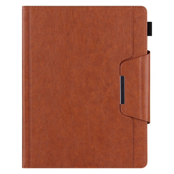 For iPad Pro 11 2024 Solid Color Metal Buckle Leather Smart Tablet Case(Brown)