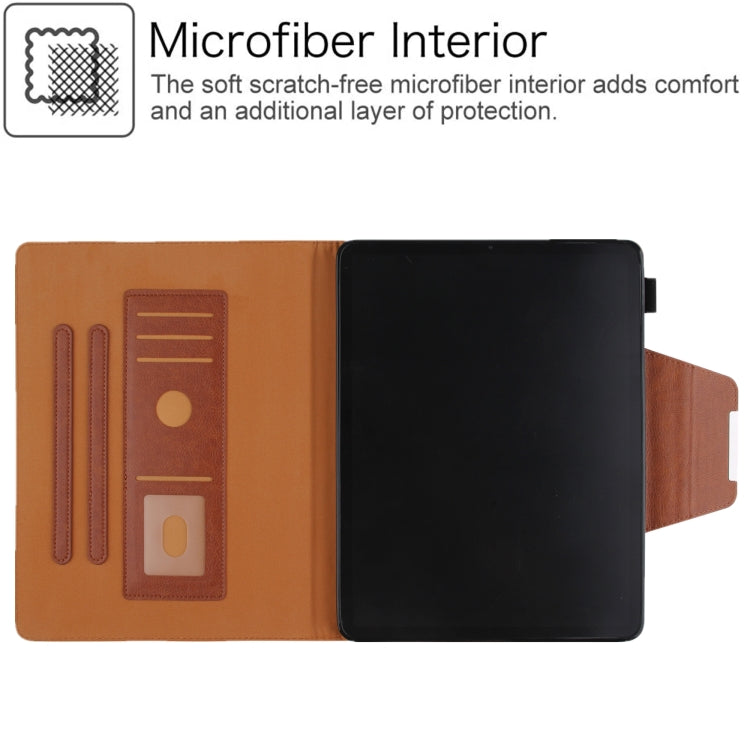 For iPad Pro 11 2024 Solid Color Metal Buckle Leather Smart Tablet Case(Brown)