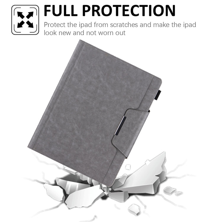 For iPad Pro 11 2024 Solid Color Metal Buckle Leather Smart Tablet Case(Grey)
