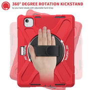 For iPad Air 11 2024 / Air 11 2025 Rotatable Holder Silicone Hybrid PC Tablet Case with Shoulder Strap(Red)