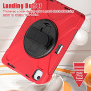 For iPad Air 11 2024 / Air 11 2025 Rotatable Holder Silicone Hybrid PC Tablet Case with Shoulder Strap(Red)