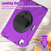 For iPad Air 11 2024 / Air 11 2025 Rotatable Holder Silicone Hybrid PC Tablet Case with Shoulder Strap(Purple)