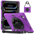 For iPad Pro 13 2024 Rotatable Holder Silicone Hybrid PC Tablet Case with Shoulder Strap(Purple) - iPad Pro 13 2024 Cases by PMC TechLife | Online Shopping South Africa | PMC TechLife | Buy Now Pay Later Mobicred