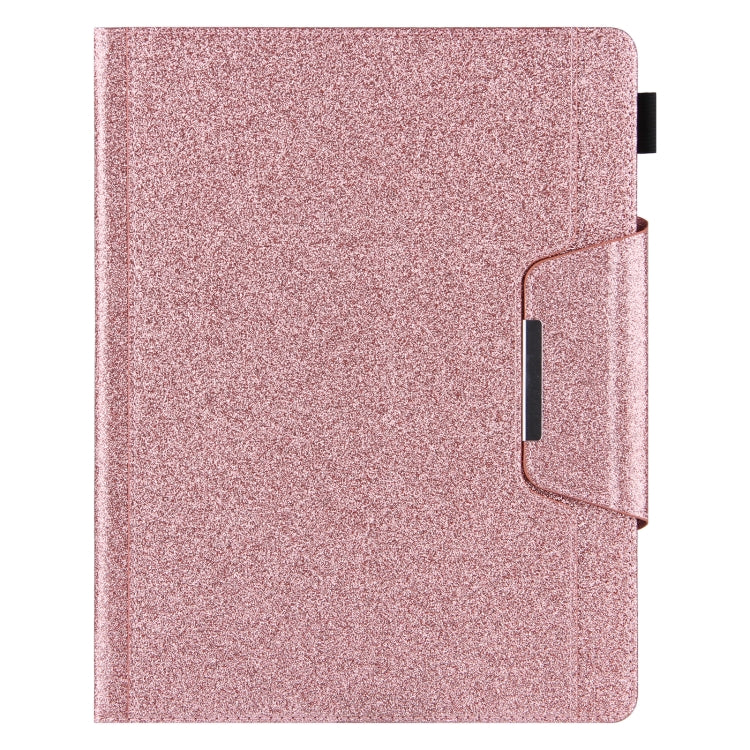 For iPad Pro 13 2024 Glitter Metal Buckle Leather Smart Tablet Case(Rose Gold)