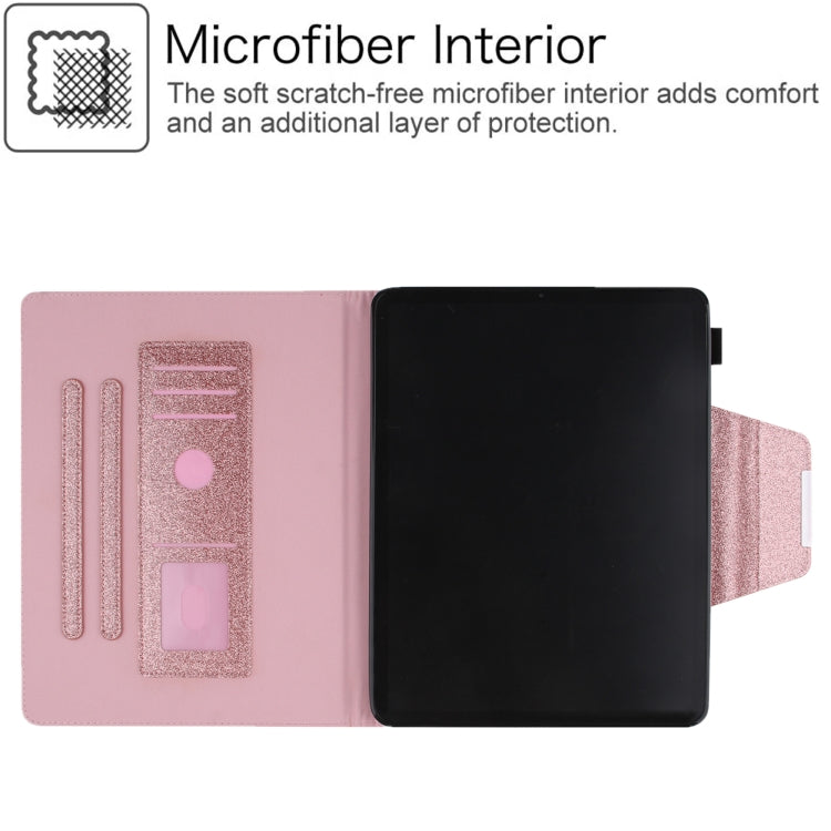 For iPad Pro 13 2024 Glitter Metal Buckle Leather Smart Tablet Case(Rose Gold)