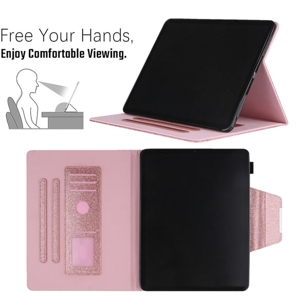 For iPad Pro 13 2024 Glitter Metal Buckle Leather Smart Tablet Case(Rose Gold)