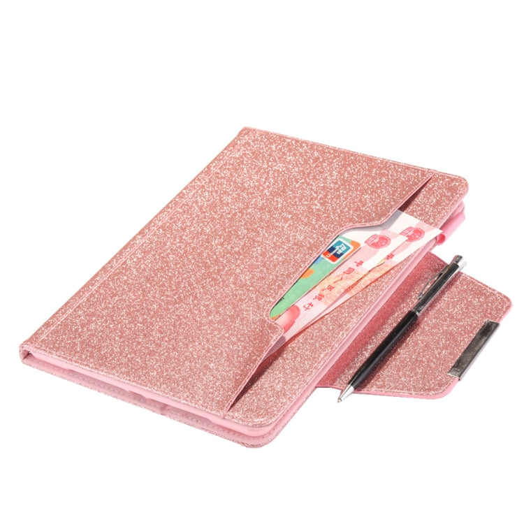 For iPad Pro 13 2024 Glitter Metal Buckle Leather Smart Tablet Case(Rose Gold)