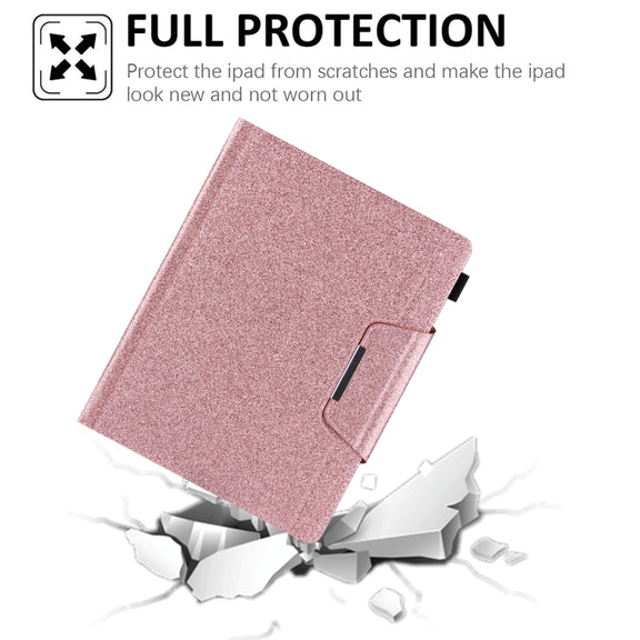 For iPad Pro 13 2024 Glitter Metal Buckle Leather Smart Tablet Case(Rose Gold)