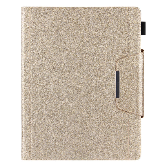 For iPad Pro 13 2024 Glitter Metal Buckle Leather Smart Tablet Case(Gold)