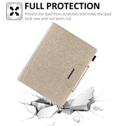 For iPad Pro 13 2024 Glitter Metal Buckle Leather Smart Tablet Case(Gold)