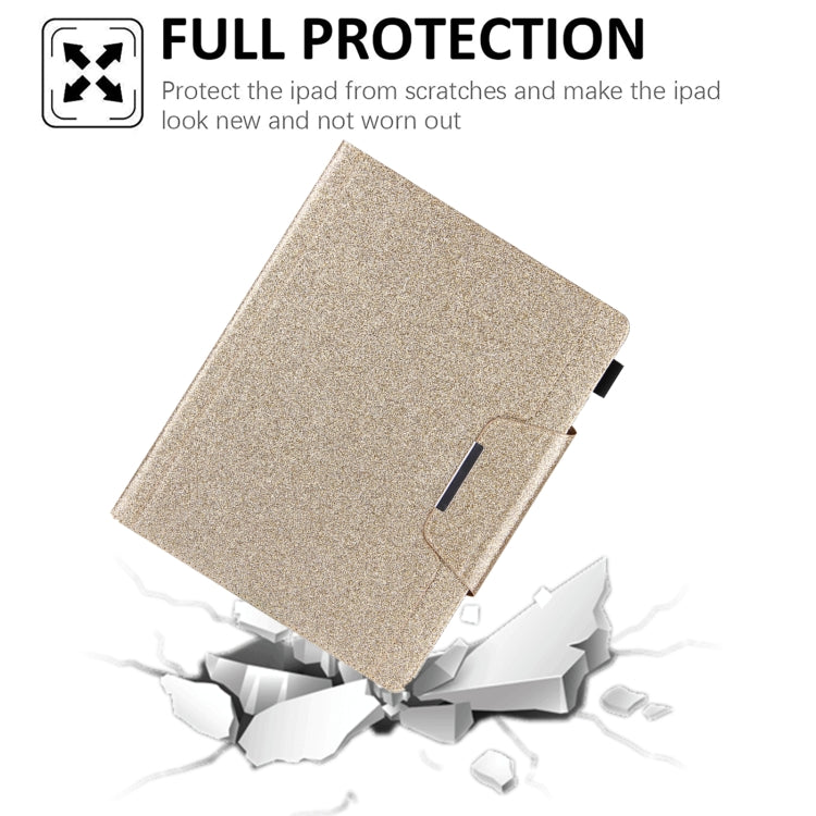 For iPad Pro 13 2024 Glitter Metal Buckle Leather Smart Tablet Case(Gold)