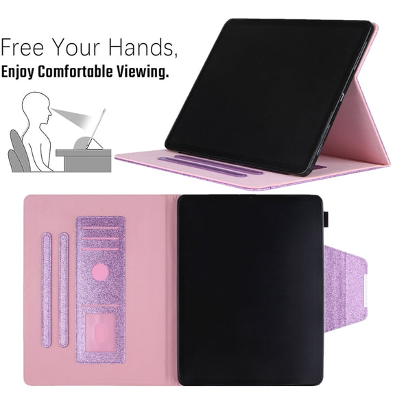 For iPad Pro 13 2024 Glitter Metal Buckle Leather Smart Tablet Case(Purple)