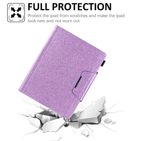 For iPad Pro 13 2024 Glitter Metal Buckle Leather Smart Tablet Case(Purple)