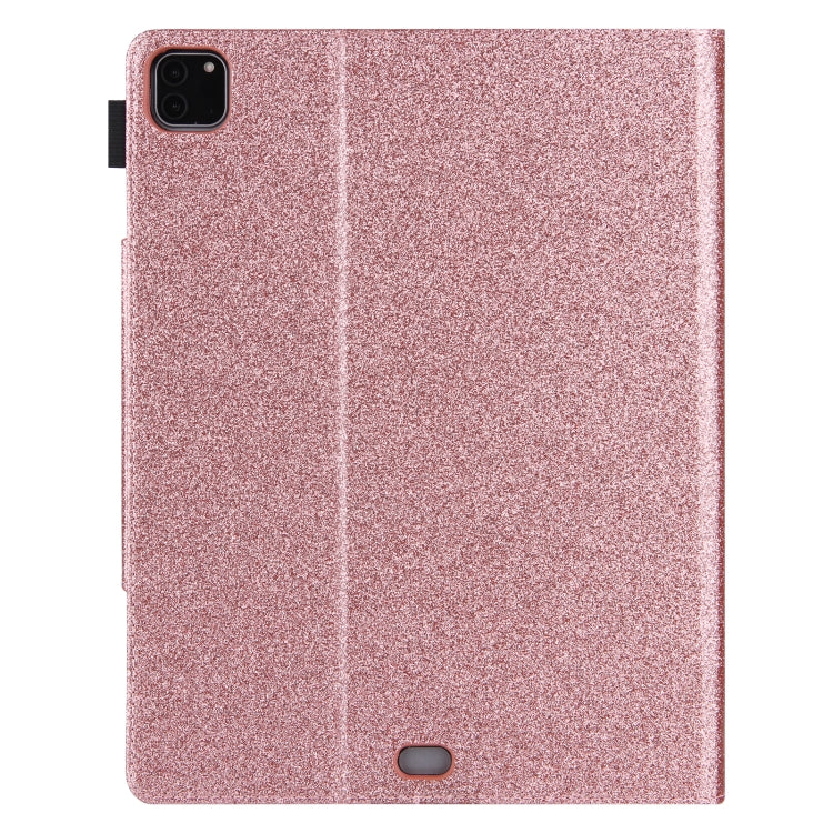 For iPad Pro 11 2024 Glitter Metal Buckle Leather Smart Tablet Case(Rose Gold)