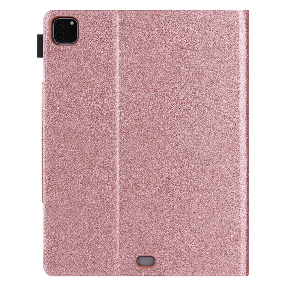 For iPad Pro 11 2024 Glitter Metal Buckle Leather Smart Tablet Case(Rose Gold)