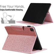 For iPad Pro 11 2024 Glitter Metal Buckle Leather Smart Tablet Case(Rose Gold)