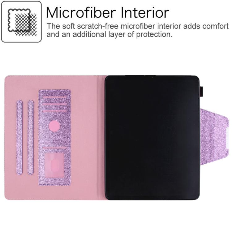 For iPad Pro 11 2024 Glitter Metal Buckle Leather Smart Tablet Case(Purple)