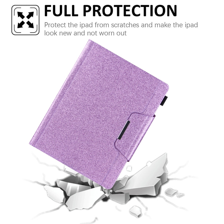 For iPad Pro 11 2024 Glitter Metal Buckle Leather Smart Tablet Case(Purple)