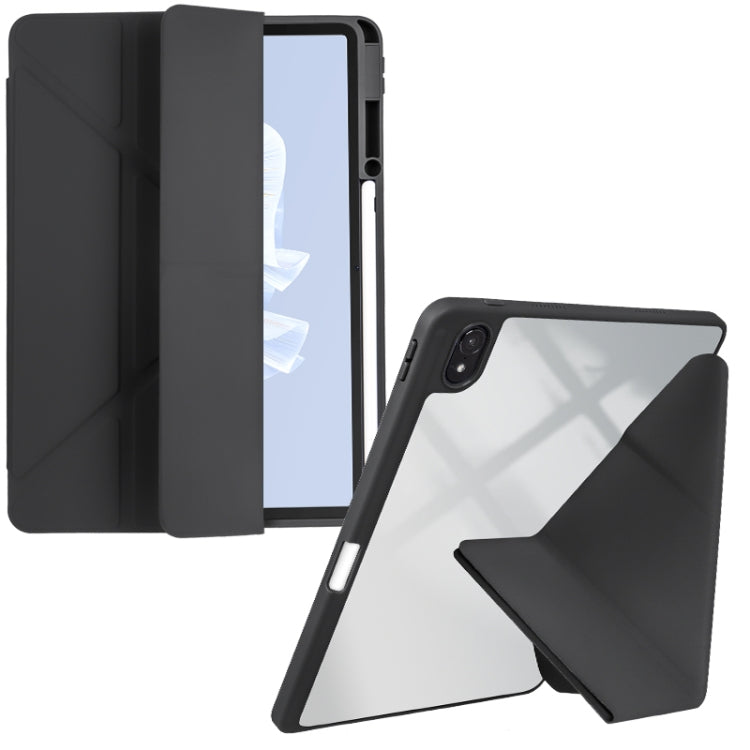 For Huawei MatePad Air 11.5 2023 Clear Acrylic Deformation Leather Tablet Case(Black)