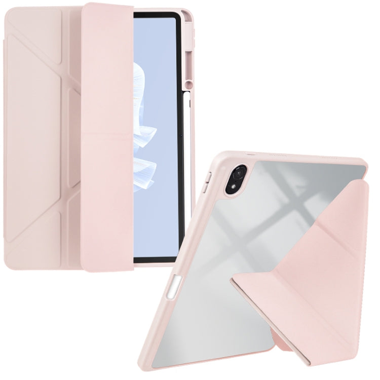 For Huawei MatePad Air 11.5 2023 Clear Acrylic Deformation Leather Tablet Case(Pink)