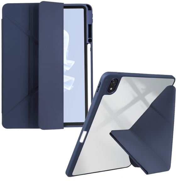 For Huawei MatePad Air 11.5 2023 Clear Acrylic Deformation Leather Tablet Case(Dark Blue)