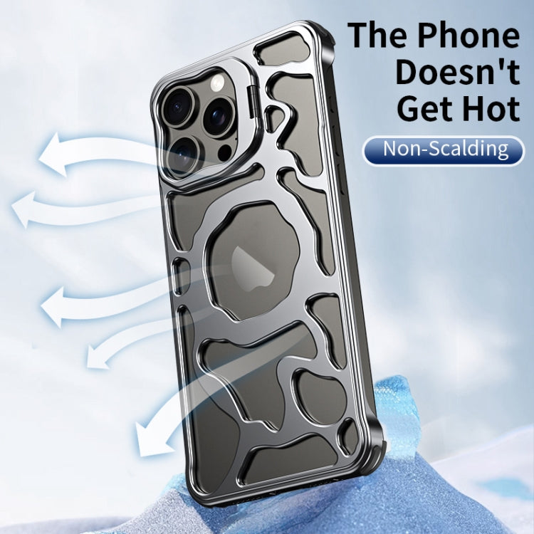 For iPhone 16 Pro Auspicious Cloud Series MagSafe Metal Phone Case with Bracket(Grey)