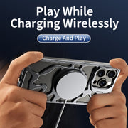 For iPhone 16 Pro Auspicious Cloud Series MagSafe Metal Phone Case with Bracket(Grey)